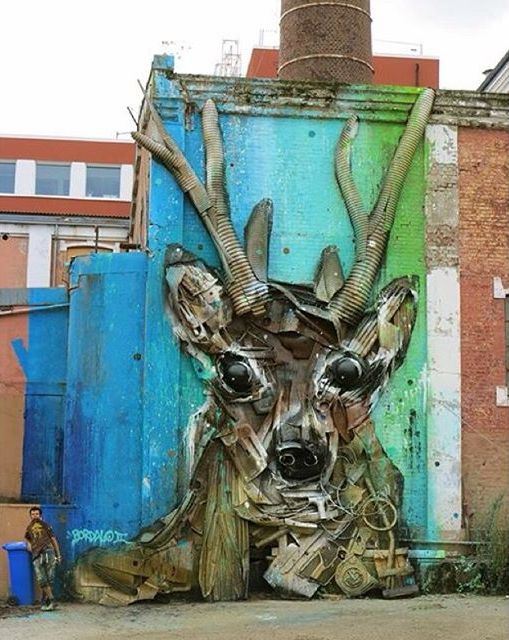 "Deer" © Bordalo II // Nuart Festival 2015