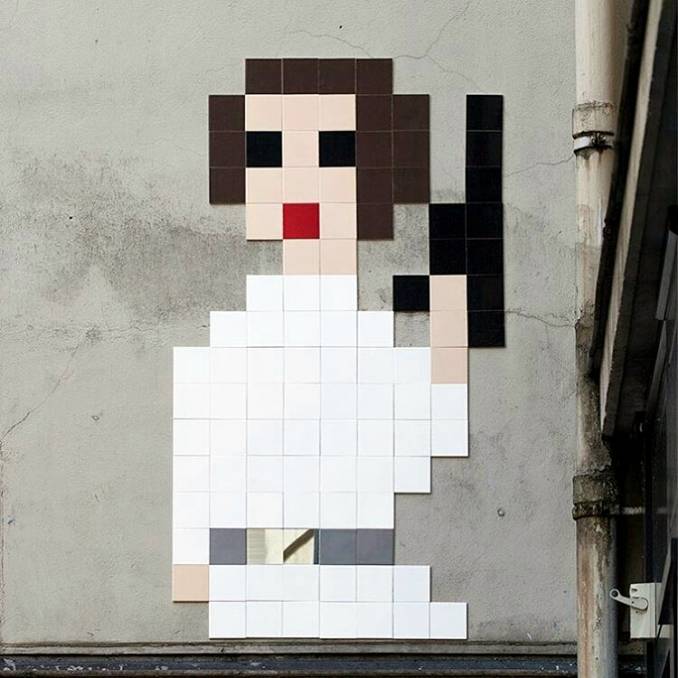 invader - street art - princesse leia - carrie fisher