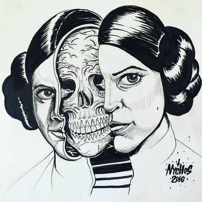 nychos - street art - princesse leia - carrie fisher