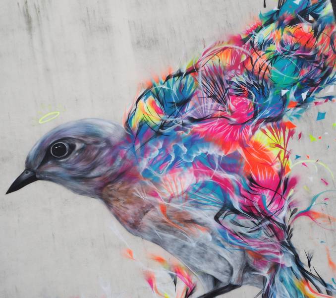 l7m - street art - collège jules simon - oiseau - vannes