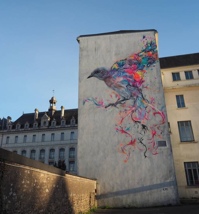 l7m - street art - collège jules simon - oiseau - vannes