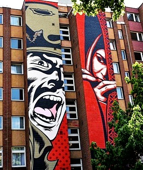street art avenue - mosaic - obey giant - d face - berlin 2015