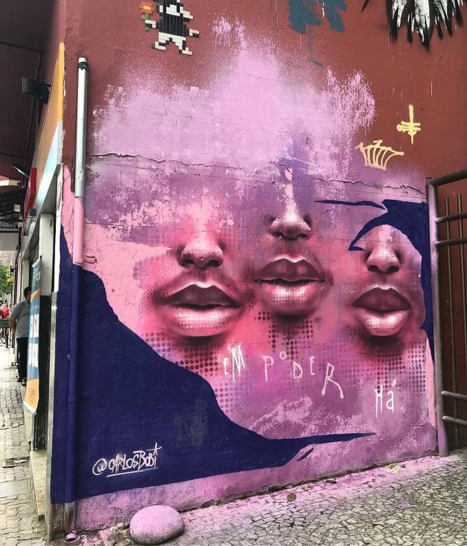 carlos bobi - street art avenue - pink mosaic - rio de janeiro