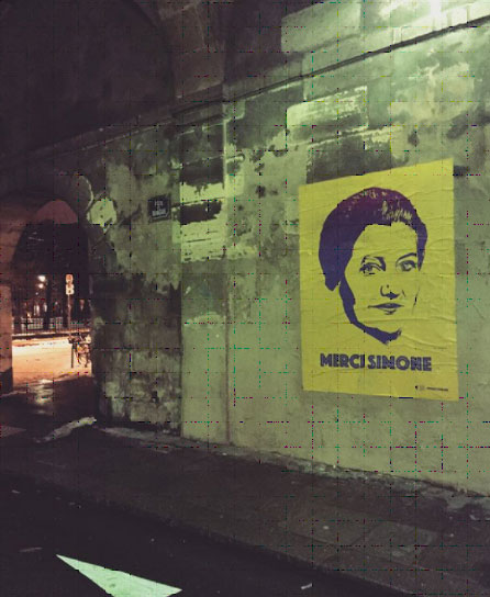 merci simone - street art - affiche - nuit